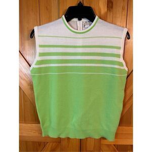 Green and White Striped Women's Sweater